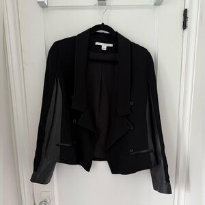 Diane Von Furstenberg - Black Leather Blazer - Size 8